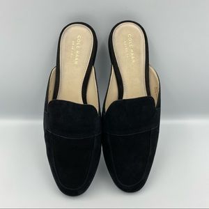Cole Haan Black Suede Slip-On Mule Flats